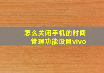 怎么关闭手机的时间管理功能设置vivo