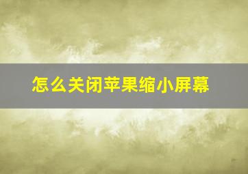 怎么关闭苹果缩小屏幕