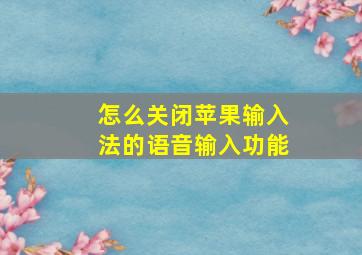 怎么关闭苹果输入法的语音输入功能