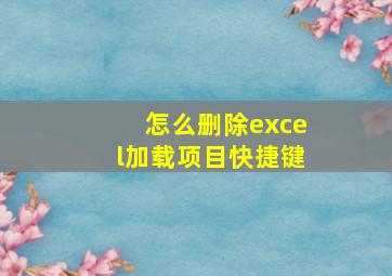 怎么删除excel加载项目快捷键