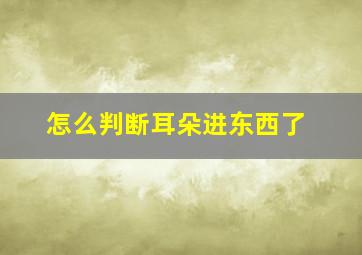 怎么判断耳朵进东西了