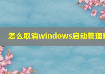 怎么取消windows启动管理器