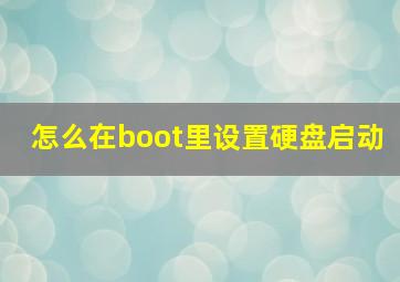 怎么在boot里设置硬盘启动