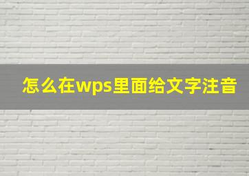 怎么在wps里面给文字注音