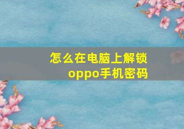 怎么在电脑上解锁oppo手机密码