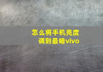 怎么将手机亮度调到最暗vivo