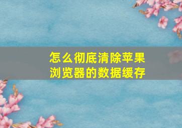 怎么彻底清除苹果浏览器的数据缓存