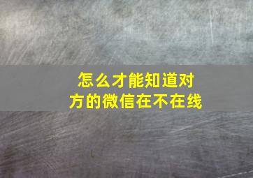 怎么才能知道对方的微信在不在线