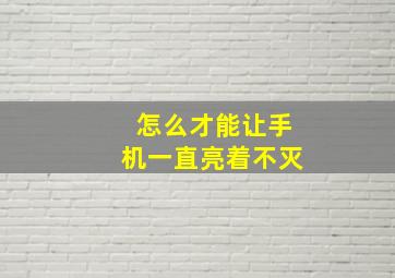 怎么才能让手机一直亮着不灭