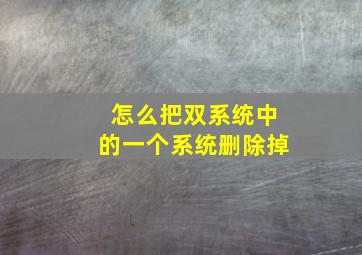 怎么把双系统中的一个系统删除掉