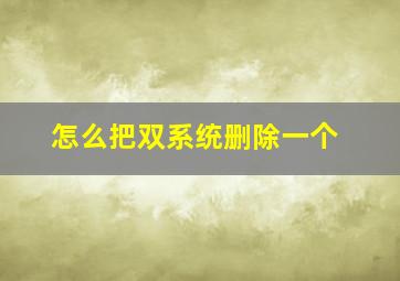 怎么把双系统删除一个