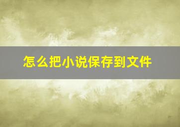 怎么把小说保存到文件