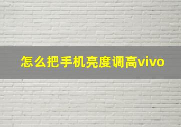 怎么把手机亮度调高vivo