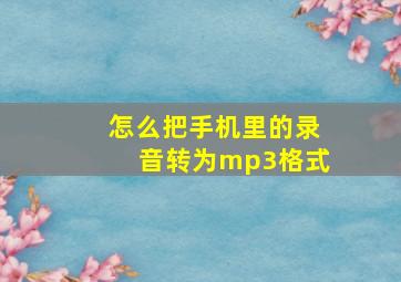 怎么把手机里的录音转为mp3格式