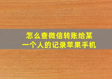 怎么查微信转账给某一个人的记录苹果手机