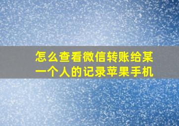 怎么查看微信转账给某一个人的记录苹果手机