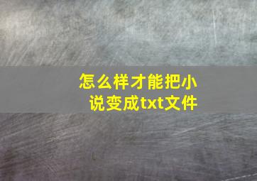 怎么样才能把小说变成txt文件