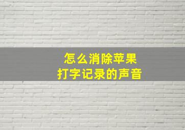 怎么消除苹果打字记录的声音