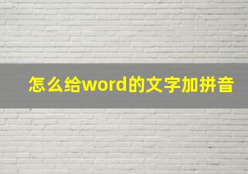 怎么给word的文字加拼音