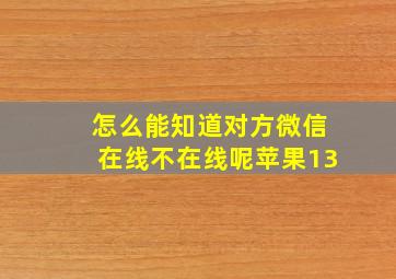 怎么能知道对方微信在线不在线呢苹果13