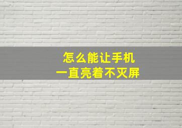 怎么能让手机一直亮着不灭屏