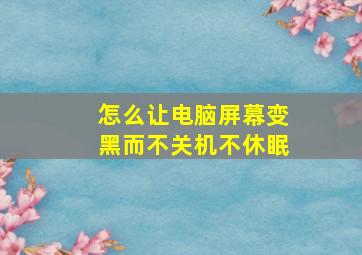 怎么让电脑屏幕变黑而不关机不休眠