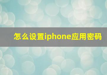 怎么设置iphone应用密码