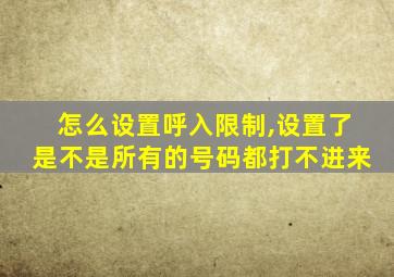 怎么设置呼入限制,设置了是不是所有的号码都打不进来