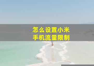 怎么设置小米手机流量限制