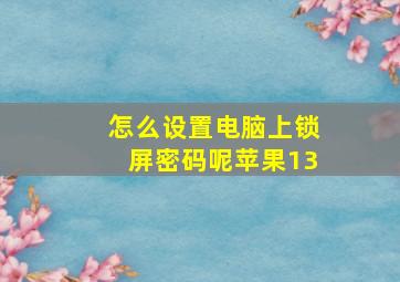 怎么设置电脑上锁屏密码呢苹果13