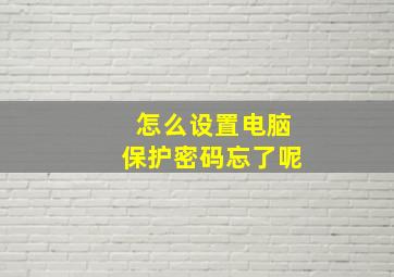 怎么设置电脑保护密码忘了呢