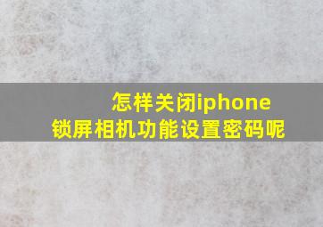 怎样关闭iphone锁屏相机功能设置密码呢