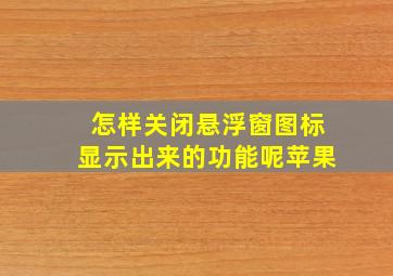 怎样关闭悬浮窗图标显示出来的功能呢苹果