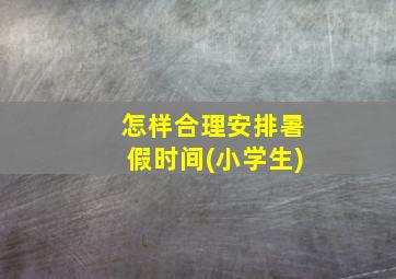 怎样合理安排暑假时间(小学生)