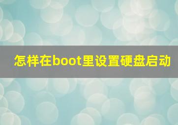 怎样在boot里设置硬盘启动