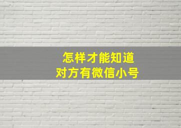 怎样才能知道对方有微信小号