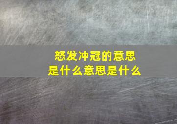 怒发冲冠的意思是什么意思是什么