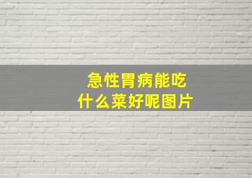 急性胃病能吃什么菜好呢图片