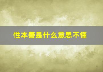 性本善是什么意思不懂