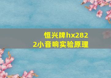 恒兴牌hx2822小音响实验原理