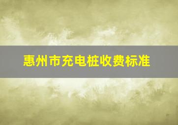 惠州市充电桩收费标准