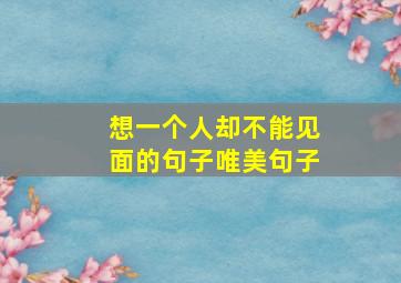 想一个人却不能见面的句子唯美句子