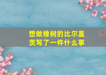 想做橡树的比尔盖茨写了一件什么事