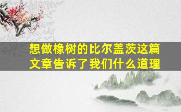 想做橡树的比尔盖茨这篇文章告诉了我们什么道理