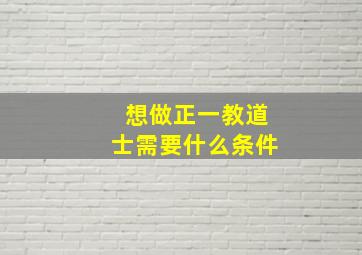 想做正一教道士需要什么条件