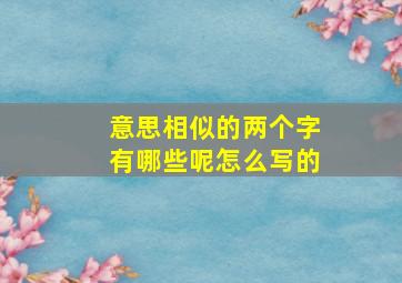 意思相似的两个字有哪些呢怎么写的