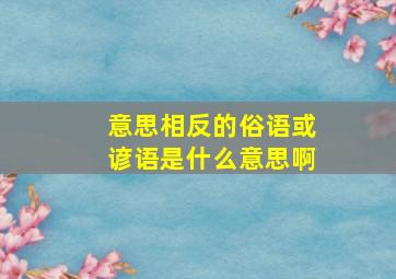 意思相反的俗语或谚语是什么意思啊