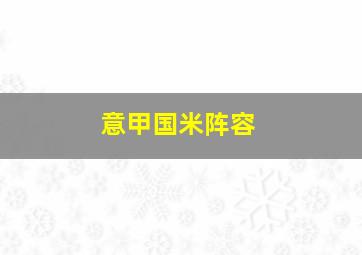 意甲国米阵容