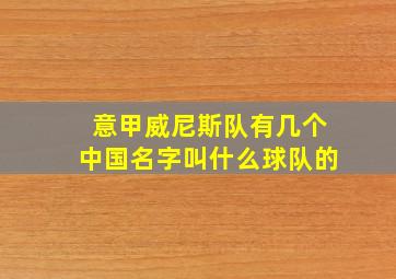 意甲威尼斯队有几个中国名字叫什么球队的