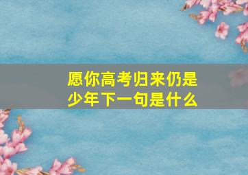 愿你高考归来仍是少年下一句是什么